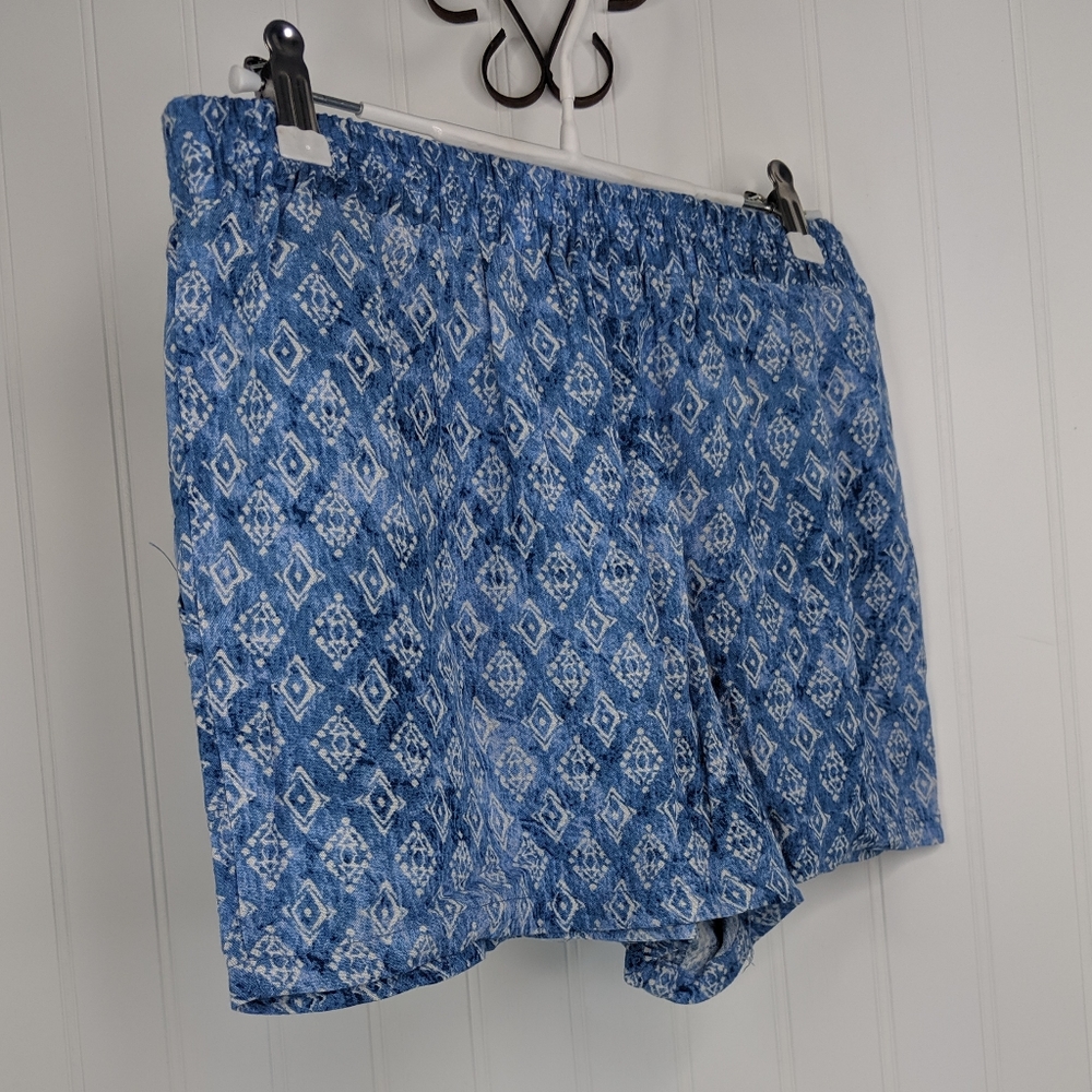 Joe B Printed Chambray Pull On Drawstring Shorts M - image 6